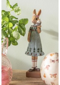 Dekorácia králičia slečna v modrých šatách s tortičkami - 9*8*28 cm