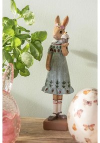 Dekorácia králičia slečna v modrých šatách s tortičkami - 9*8*28 cm