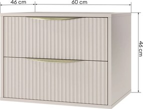Závesná skrinka pod umývadlo Avila s doskou 60 cm kašmír/zlatá