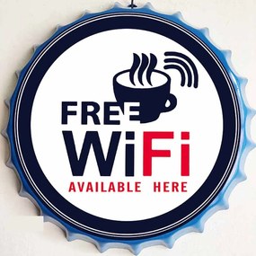 Ceduľa vrchnák Free WiFi available here