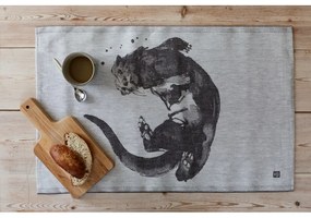 Ľanová utierka Saukko 46x70, sivo-čierna