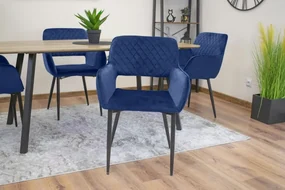 Set dvoch jedálenských stoličiek AMALFI zamat modré (čierne nohy) 2ks