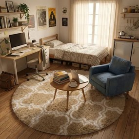 Protišmykový koberec DECOR béžový kruh