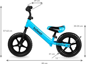 Balančný bicykel Kidwell REBEL Blue pre deti 3–4 roky, modrý 12" EVA kolesá