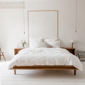 Predĺžené biele obliečky na dvojlôžko s prímesou ľanu 240x220 cm – Linen Tales