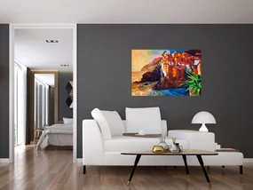 Obraz - Dedina na pobreží Cinque Terre, Talianska riviéra, moderný impresionizmus (90x60 cm)