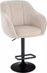 LuxuryForm DESIGN Barová stolička AVOLA VELUR na čiernom tanieri - krémová