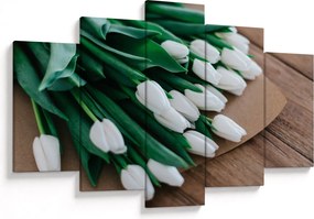 Obraz kytice bielych tulipánov (150x105 cm)