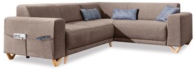 Hnedá rozkladacia/s úložným priestorom rohová pohovka (pravý roh/do L) Classy Sophie – Miuform