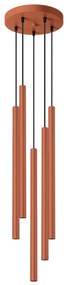 Závesné svietidlo Pastelo, 5x oranžové kovové tienidlo, o