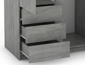 Šatníková skriňa Carlos, šedý beton, 100 cm