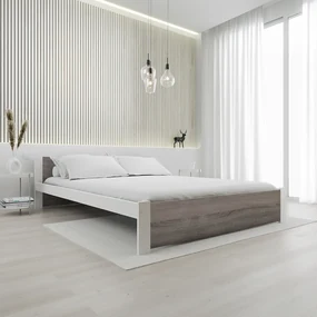 Posteľ IKAROS 120 x 200 cm, biela/dub hľuzovka Rošt: S latkovým roštom, Matrac: Matrac COCO MAXI 20 cm