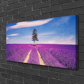 Obraz Canvas Pole levanduľa lúka strom 120x60 cm