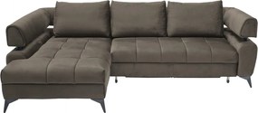 Rohová sedacia súprava Paris, blatistá hnedá látka, ľavý roh