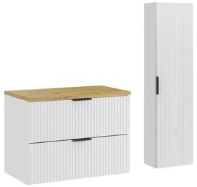 Koupelnová sestava Casad s deskou a skříňkami 80 cm bílá/dub artisan