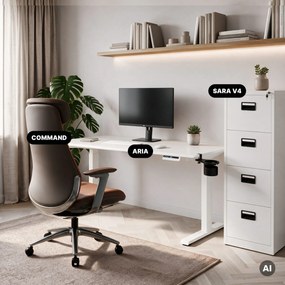 Elektrický stôl s nastaviteľnou výškou ergonomický biely,1400x700 mm: ARIA