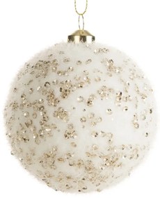 Vianočná ozdoba s glitrami krémová / zlatá (6 ks)