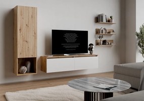 Závesná TV skrinka Asko Living, 135 cm, dub artisan/biela