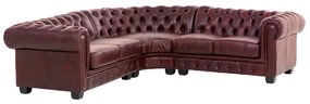 furniture-nabytek.cz - Rohová sedacia súprava Chesterfield z pravej kože, červená – 236×236×74 cm