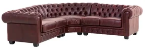 furniture-nabytek.cz - Rohová sedacia súprava Chesterfield z pravej kože, červená – 236×236×74 cm