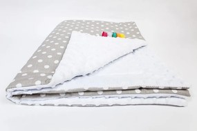Ankras Kvalitná obojstranná detská deka Minky 75/100 svetlosivá-biela/ bodky