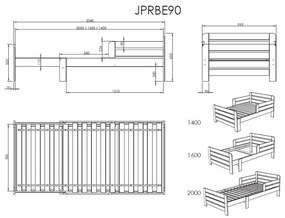 Biela rastúca detská posteľ z borovicového dreva s úložným priestorom s matracom/s roštom Jumper – Vipack