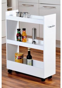 Kesper 24852 Polica do výklenku na kolieskach, biela, 78 x 22 x 60 cm