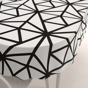 Biante Bavlnený oválny obrus Sandra SA-577 Čierne geometrické vzory na bielom 100x140 cm