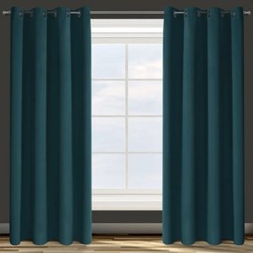 Krásny petrolejovo zelený zatemňujúci záves na kruhy 135 x 250 cm