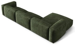 Zelená zamatová modulárna rohová pohovka (ľavý roh/s leňoškou) Martina – Micadoni