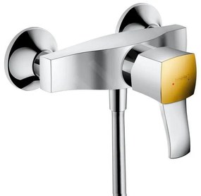 Hansgrohe Metropol Classic, nástenná páková sprchová batéria s páčkovou rukoväťou, chrómová-zlatá lesklá, 31360090