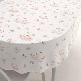 Biante Bavlnený oválny obrus Sandra SA-610 Labute medzi leknami na bielom 140x220 cm