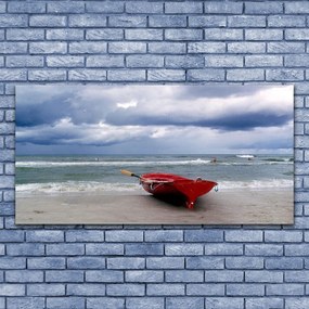 Obraz plexi Loďka pláž more krajina 120x60 cm