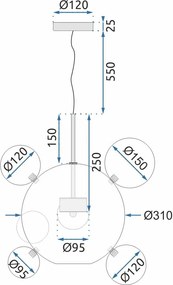 Toolight - LED stropná lampa 5W APP650-CP, zlatá, OSW-08198