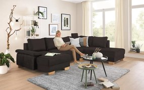 Sedacia súprava Chivas, tvar pravé U, temne hnedá látka