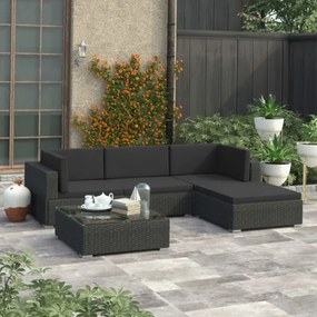 vidaXL 5-dielna záhradná sedacia súprava s vankúšmi polyratan čierna-