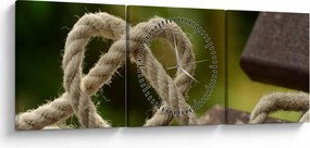 Obraz srdce z lana (s hodinami) (90x30 cm)
