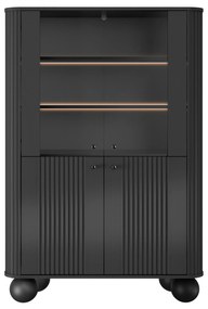 Vitrína Vesper 103 cm - čierna / čierne úchytky / guľové nožičky