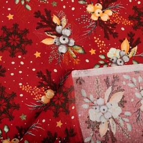 Biante Bavlnený záves Sandra SA-714 Vianočné cezmíny na červenom 150x220 cm