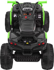 Ramiz Štvorkolka ATV 2,4 GHz na batériový pohon pre deti čierna a zelená + diaľkové ovládanie + EVA kolesá + MP3 rádio + pomalý štart