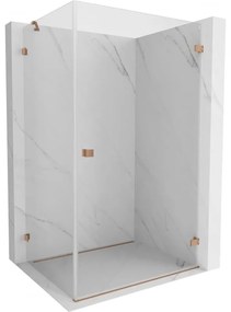 Mexen Lunar-B, pravostranný výklopný sprchový kút 100 x 90 cm, 8mm číre sklo, profil medená matná, 832-100-090-65-00-P