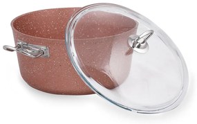 Ružový hliníkový hrniec s pokrievkou Güral Porselen Classic, ø 26 cm