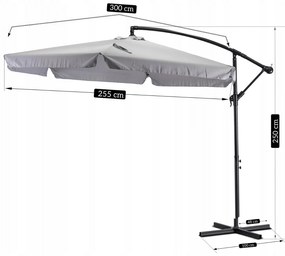 Zahradní slunečník Akron 300 cm šedý