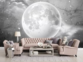 Fototapeta - Mesiac na betóne - čierna a biela (254x184 cm)