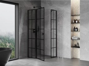 Mexen Mist, päťuholníkový sprchový kút, ľavý 90 x 90 cm, čierna mriežka, čierny - 8A8-090-090-70-77-L