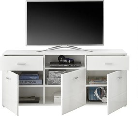 TV skrinka s nástennou policou Enrique, biely lesk