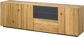 TV stolek Minura 25 195 cm z masivu dub přírodní/grafit