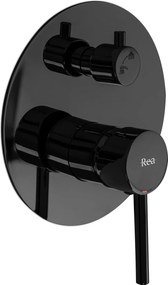 Rea Lungo, podomietkový sprchový set s dažďovou hlavovou a ručnou sprchou, čierna lesklá, REA-P4420