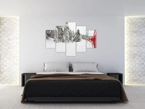 Obraz - Vlak v zasneženej krajine (150x105 cm)
