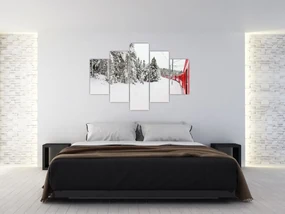 Obraz - Vlak v zasneženej krajine (150x105 cm)